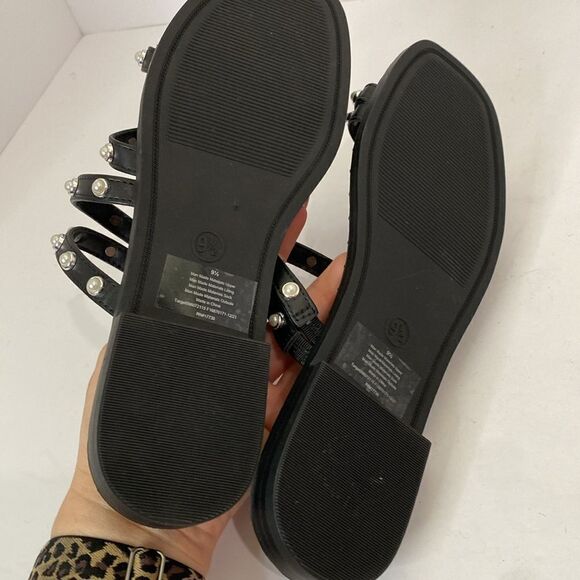 A New Day Black Embellished Sandals with Pearls - Picture 7 of 8